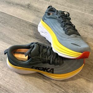NEW Hoka Bondi 12.5 D 1123202/ GBMS Men's Running Shoes Gray/ Yellow